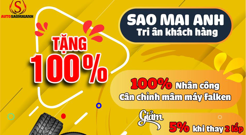 Khuyến mãi tặng 100% tại Auto Saomaianh